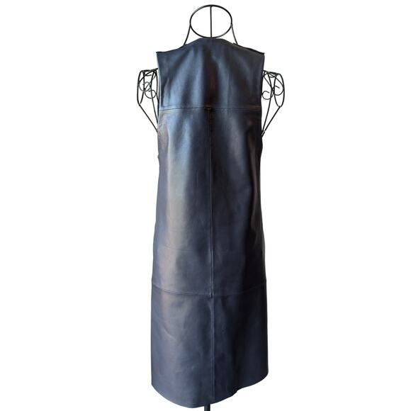 Zadig & Voltaire Room Cuir Lamb Leather Navy Blue Sleeveless Mini Dress Small - Picture 11 of 12